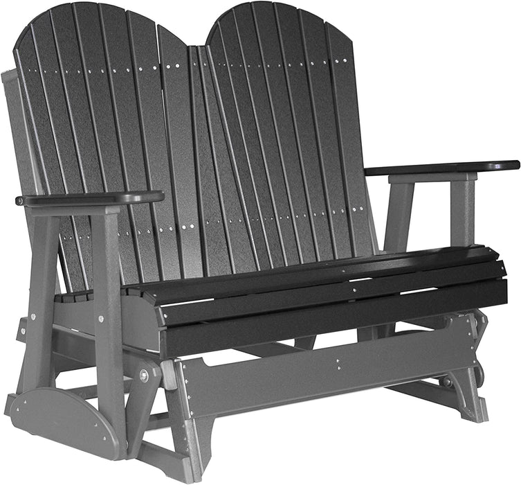 LuxCraft LuxCraft Black 4 ft. Recycled Plastic Adirondack Outdoor Glider Black on Slate Adirondack Glider 4APGBKS