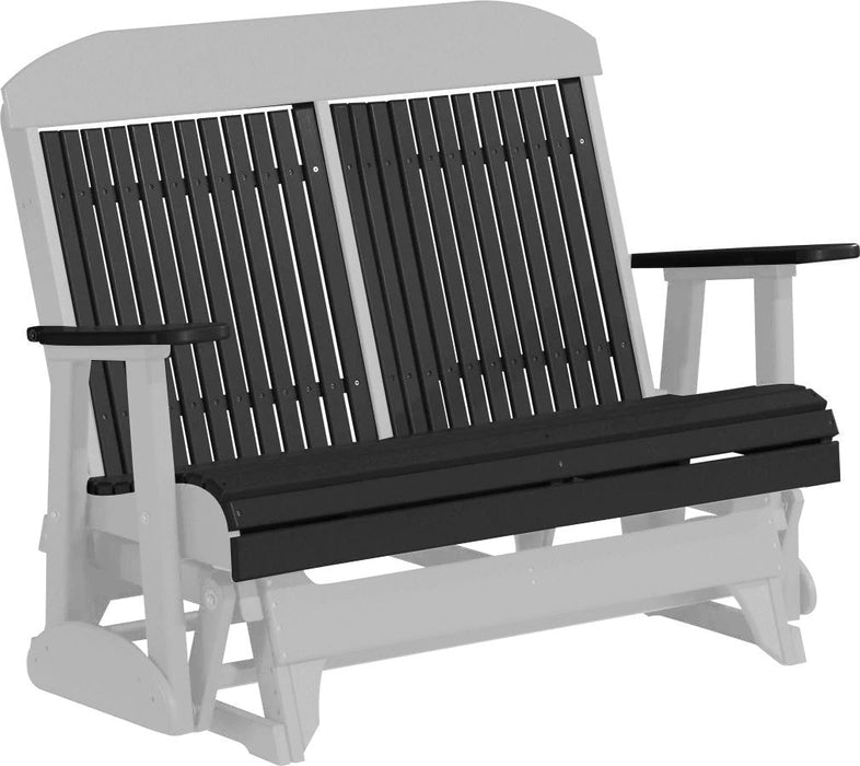 LuxCraft LuxCraft Black 4 ft. Recycled Plastic Highback Outdoor Glider Bench Black Dove Gray Highback Glider 4CPGBKDG