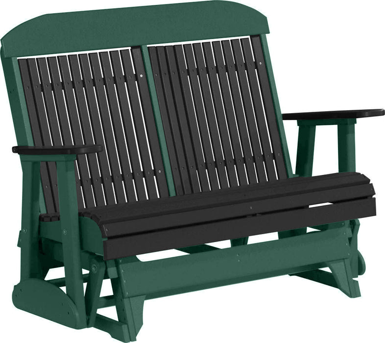 LuxCraft LuxCraft Black 4 ft. Recycled Plastic Highback Outdoor Glider Bench Black Green Highback Glider 4CPGBKG