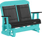 LuxCraft LuxCraft Black 4 ft. Recycled Plastic Highback Outdoor Glider Bench Black on Aruba Blue Highback Glider 4CPGBKAB