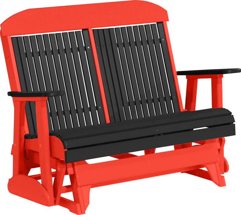 LuxCraft LuxCraft Black 4 ft. Recycled Plastic Highback Outdoor Glider Bench Black Red Highback Glider 4CPGBKR