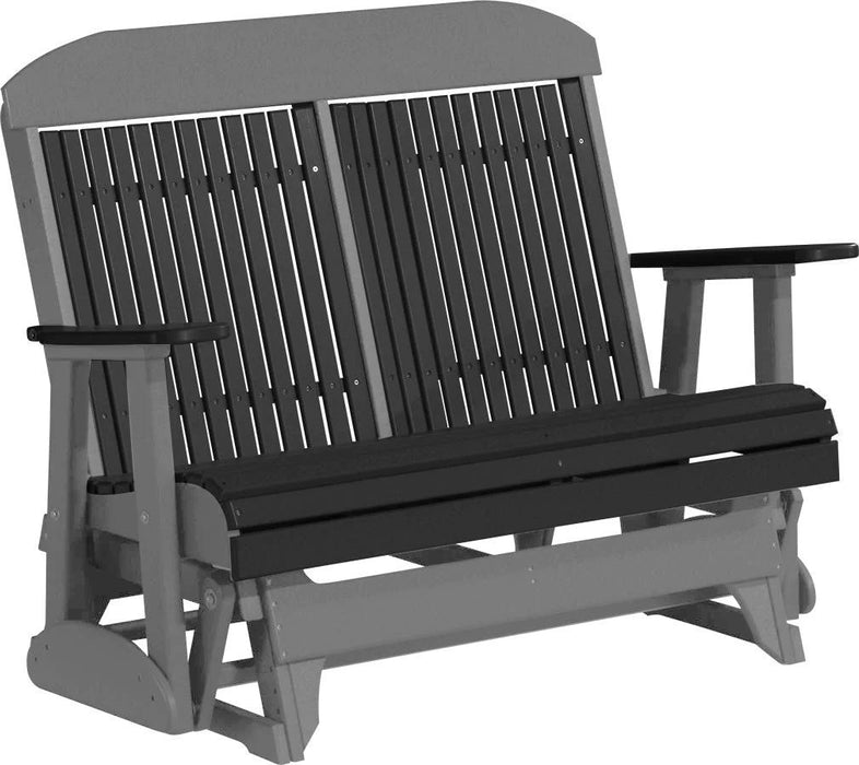 LuxCraft LuxCraft Black 4 ft. Recycled Plastic Highback Outdoor Glider Bench Black Slate Highback Glider 4CPGBKS