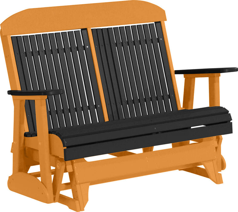 LuxCraft LuxCraft Black 4 ft. Recycled Plastic Highback Outdoor Glider Bench Black Tangerine Highback Glider 4CPGBKT