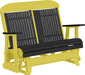 LuxCraft LuxCraft Black 4 ft. Recycled Plastic Highback Outdoor Glider Bench With Cup Holder Black Yellow Highback Glider 4CPGBKY-CH