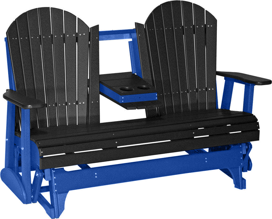 LuxCraft LuxCraft Black 5 ft. Recycled Plastic Adirondack Outdoor Glider Black on Blue Adirondack Glider 5APGBKBL