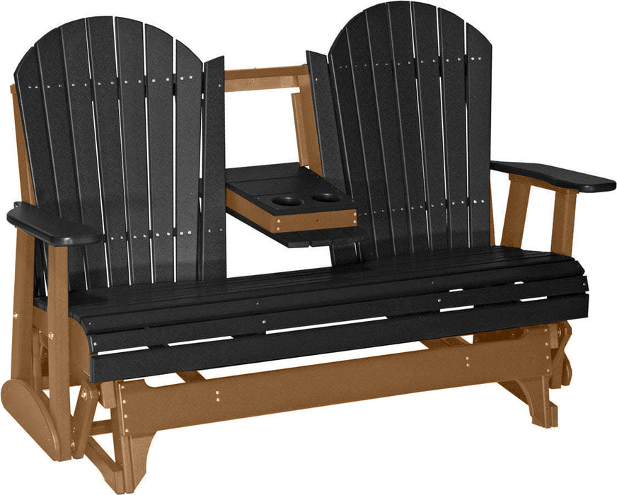 LuxCraft LuxCraft Black 5 ft. Recycled Plastic Adirondack Outdoor Glider Black on Cedar Adirondack Glider 5APGBKC