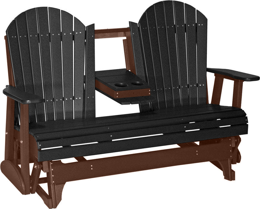 LuxCraft LuxCraft Black 5 ft. Recycled Plastic Adirondack Outdoor Glider Black on Chestnut Brown Adirondack Glider 5APGBKCB