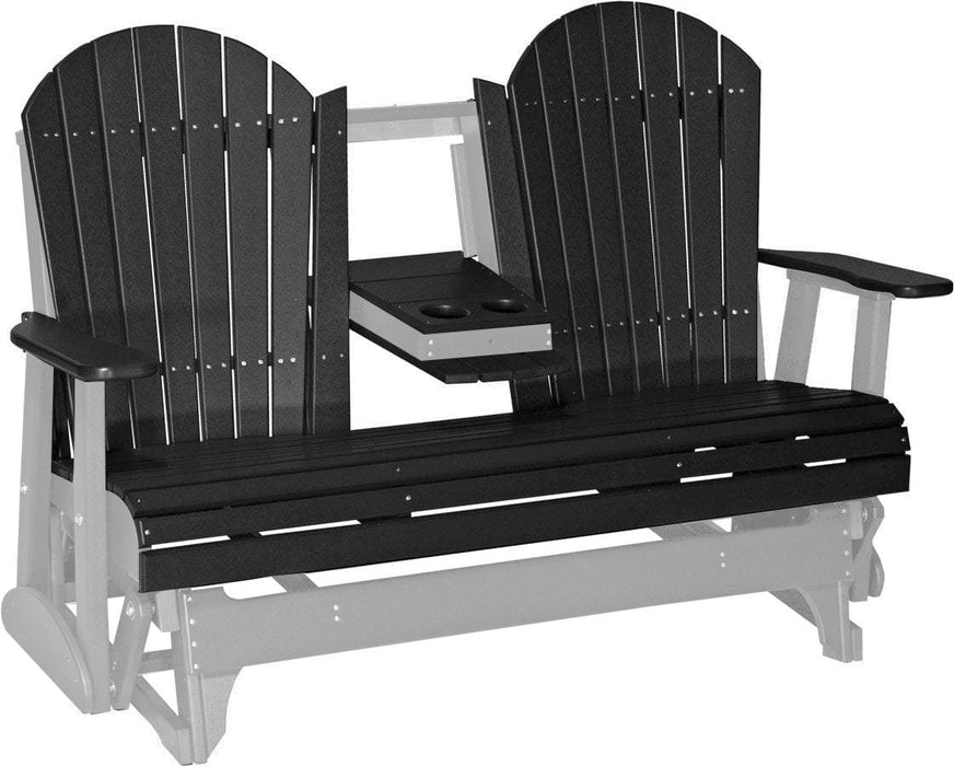 LuxCraft LuxCraft Black 5 ft. Recycled Plastic Adirondack Outdoor Glider Black on Dove Gray Adirondack Glider 5APGBKDG