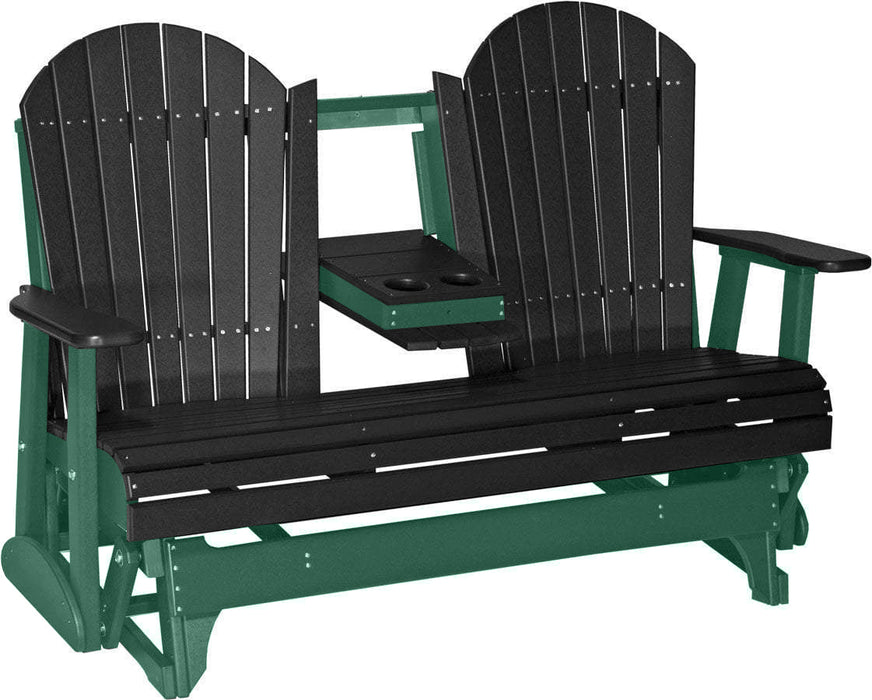 LuxCraft LuxCraft Black 5 ft. Recycled Plastic Adirondack Outdoor Glider Black on Green Adirondack Glider 5APGBKG