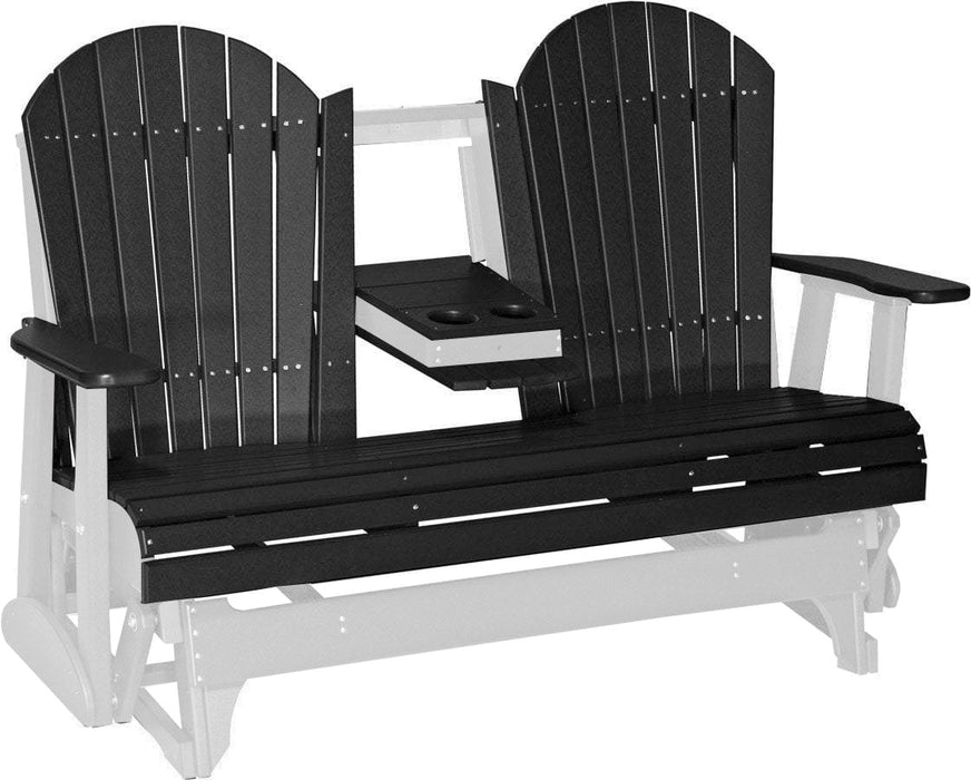 LuxCraft LuxCraft Black 5 ft. Recycled Plastic Adirondack Outdoor Glider Black on White Adirondack Glider 5APGBKWH