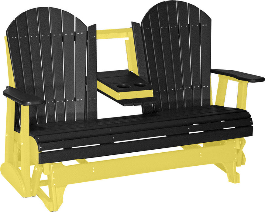 LuxCraft LuxCraft Black 5 ft. Recycled Plastic Adirondack Outdoor Glider Black on Yellow Adirondack Glider 5APGBKY