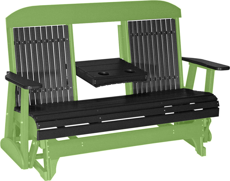 LuxCraft LuxCraft Black 5 ft. Recycled Plastic Highback Outdoor Glider Black on Lime Green Highback Glider 5CPGBKLG