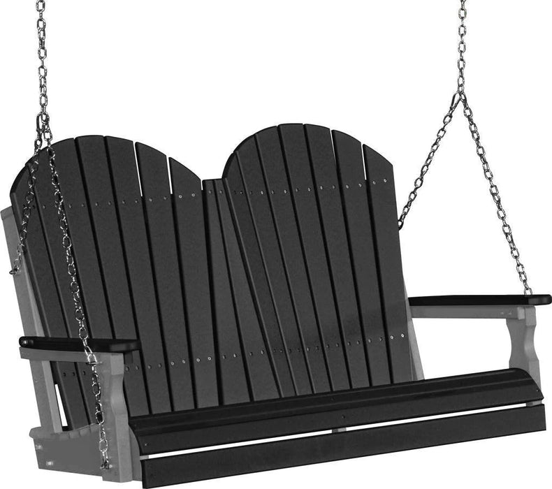 LuxCraft LuxCraft Black Adirondack 4ft. Recycled Plastic Porch Swing Black on Slate / Adirondack Porch Swing Porch Swing 4APSBKS