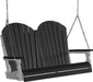 LuxCraft LuxCraft Black Adirondack 4ft. Recycled Plastic Porch Swing With Cup Holder Black on Gray / Adirondack Porch Swing Porch Swing 4APSBKGR-CH