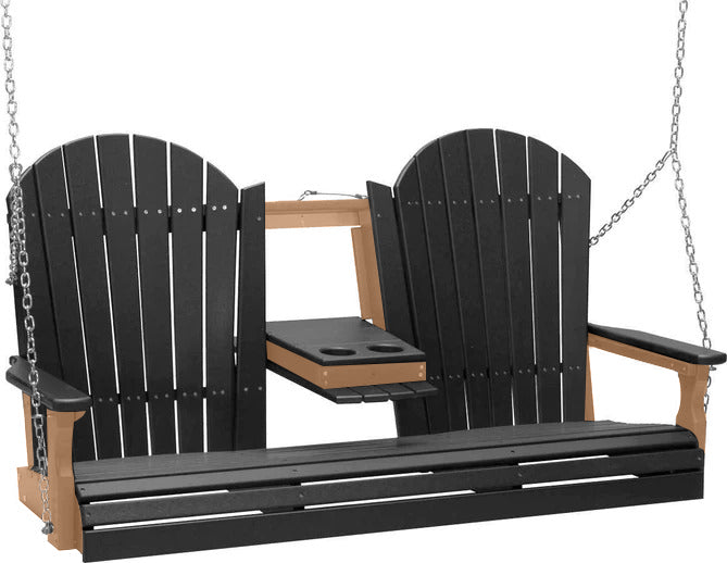 LuxCraft LuxCraft Black Adirondack 5ft. Recycled Plastic Porch Swing Porch Swing