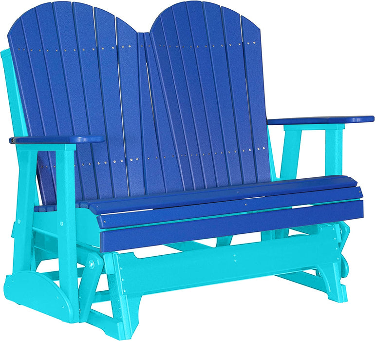 LuxCraft LuxCraft Blue 4 ft. Recycled Plastic Adirondack Outdoor Glider Blue on Aruba Blue Adirondack Glider 4APGBAB