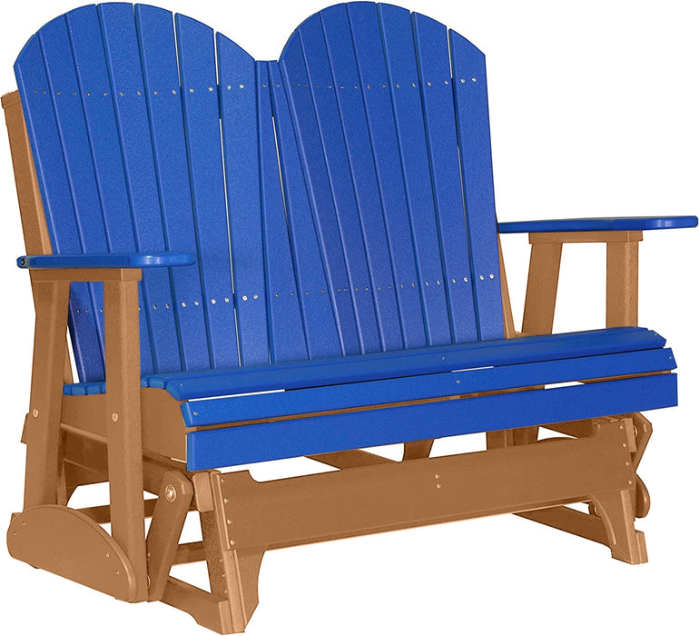 LuxCraft LuxCraft Blue 4 ft. Recycled Plastic Adirondack Outdoor Glider Blue on Cedar Adirondack Glider 4APGBC