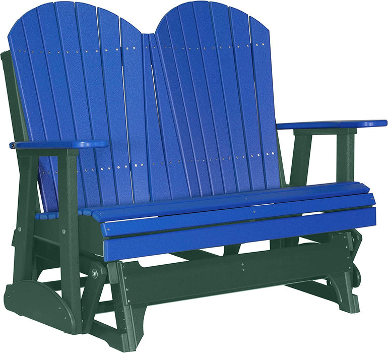 LuxCraft LuxCraft Blue 4 ft. Recycled Plastic Adirondack Outdoor Glider Blue on Green Adirondack Glider 4APGBG