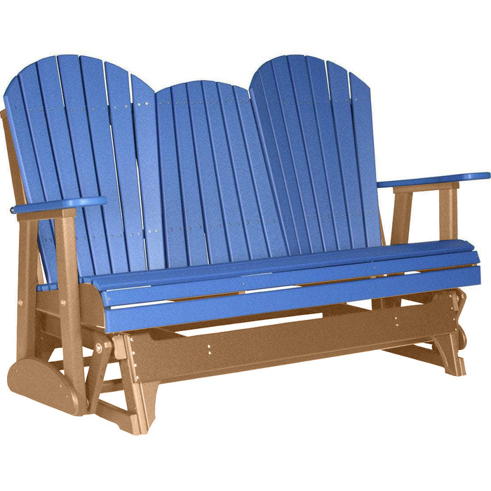 LuxCraft LuxCraft Blue 5 ft. Recycled Plastic Adirondack Outdoor Glider Blue on Cedar Adirondack Glider 5APGBC