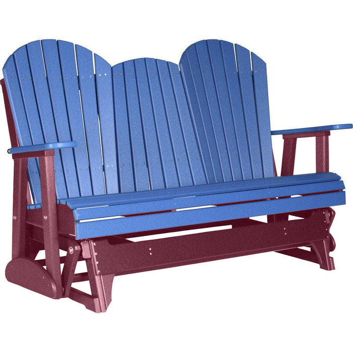 LuxCraft LuxCraft Blue 5 ft. Recycled Plastic Adirondack Outdoor Glider Blue on Cherrywood Adirondack Glider 5APGBCW