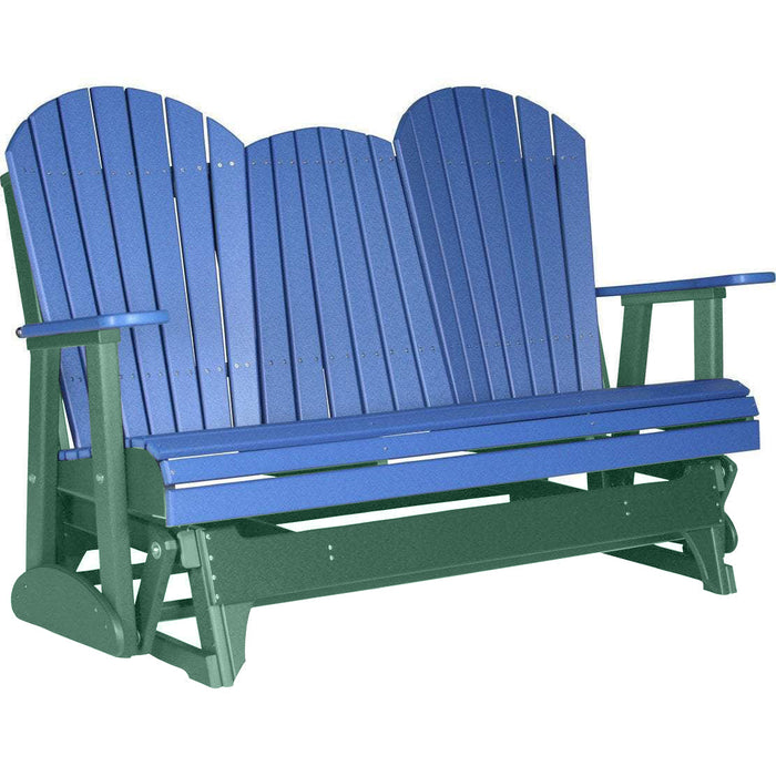 LuxCraft LuxCraft Blue 5 ft. Recycled Plastic Adirondack Outdoor Glider Blue on Green Adirondack Glider 5APGBG