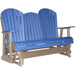 LuxCraft LuxCraft Blue 5 ft. Recycled Plastic Adirondack Outdoor Glider Blue on Weatherwood Adirondack Glider 5APGBWW