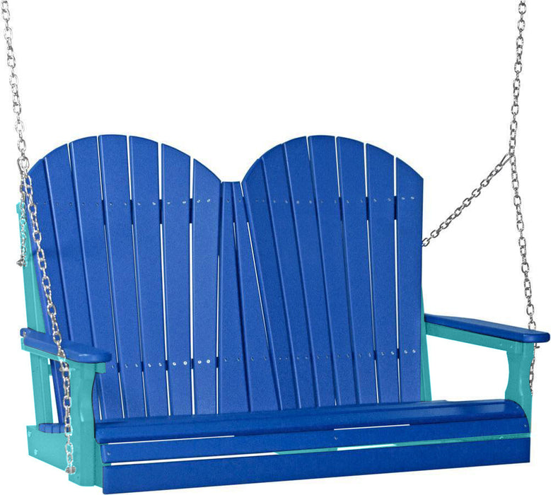 LuxCraft LuxCraft Blue Adirondack 4ft. Recycled Plastic Porch Swing Blue on Aruba Blue / Adirondack Porch Swing Porch Swing 4APSBAB