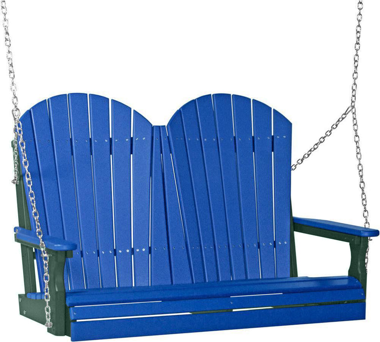 LuxCraft LuxCraft Blue Adirondack 4ft. Recycled Plastic Porch Swing Blue on Green / Adirondack Porch Swing Porch Swing 4APSBG