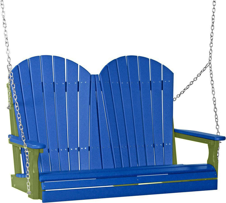 LuxCraft LuxCraft Blue Adirondack 4ft. Recycled Plastic Porch Swing Blue on Lime Green / Adirondack Porch Swing Porch Swing 4APSBLG