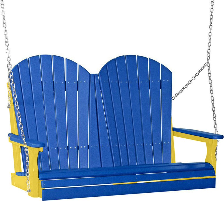 LuxCraft LuxCraft Blue Adirondack 4ft. Recycled Plastic Porch Swing Blue on Yellow / Adirondack Porch Swing Porch Swing 4APSBY