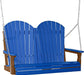 LuxCraft LuxCraft Blue Adirondack 4ft. Recycled Plastic Porch Swing With Cup Holder Blue on Antique Mahogany / Adirondack Porch Swing Porch Swing 4APSBAM-CH