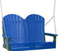 LuxCraft LuxCraft Blue Adirondack 4ft. Recycled Plastic Porch Swing With Cup Holder Blue on Green / Adirondack Porch Swing Porch Swing 4APSBG-CH