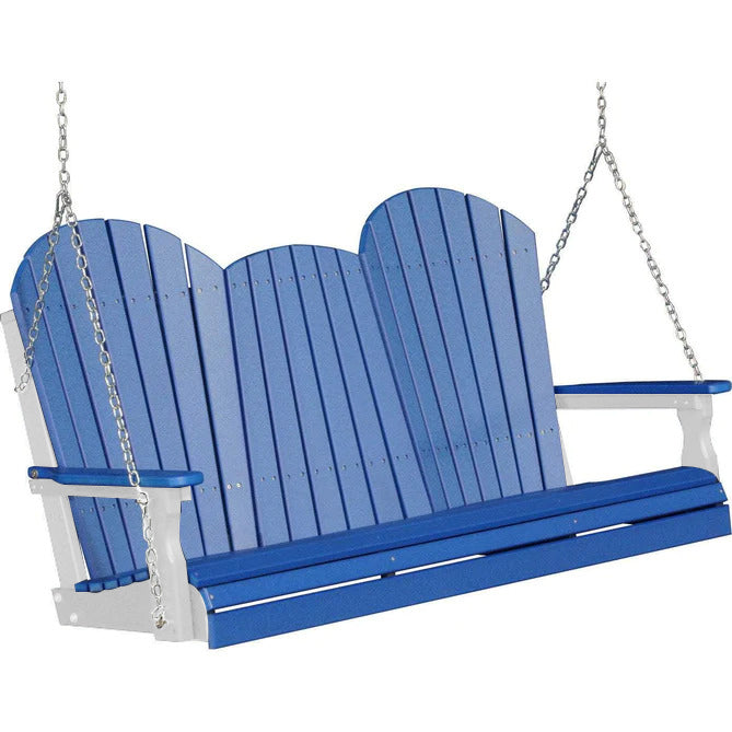 LuxCraft LuxCraft Blue Adirondack 5ft. Recycled Plastic Porch Swing Blue on Gray / Adirondack Porch Swing Porch Swing