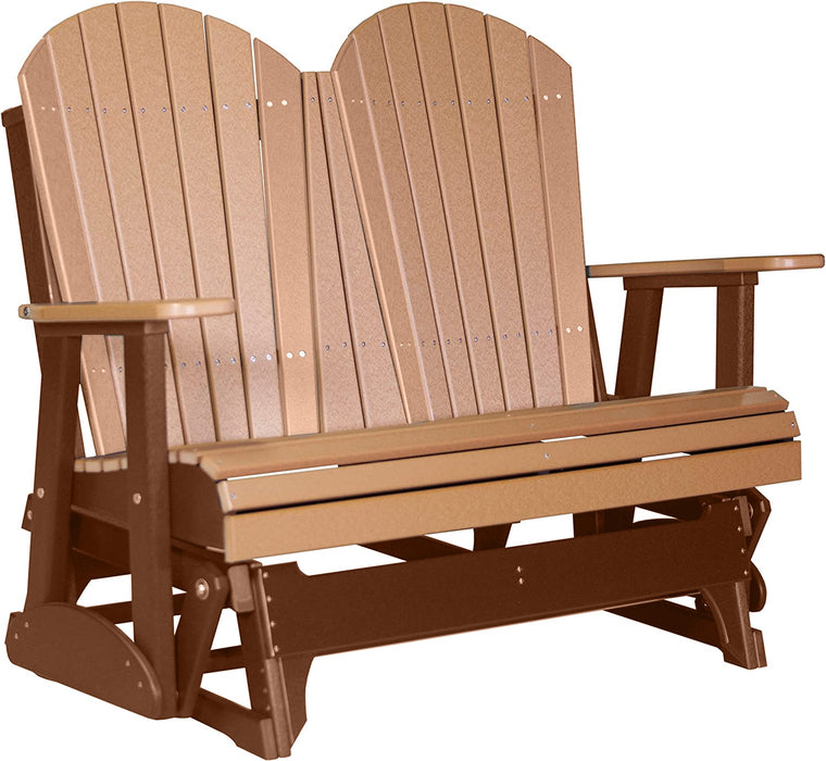 LuxCraft LuxCraft Cedar 4 ft. Recycled Plastic Adirondack Outdoor Glider Cedar on Antique Mahogany Adirondack Glider 4APGCAM