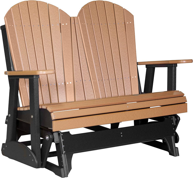 LuxCraft LuxCraft Cedar 4 ft. Recycled Plastic Adirondack Outdoor Glider Cedar On Black Adirondack Glider 4APGCB