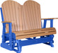 LuxCraft LuxCraft Cedar 4 ft. Recycled Plastic Adirondack Outdoor Glider Cedar on Blue Adirondack Glider 4APGCBL