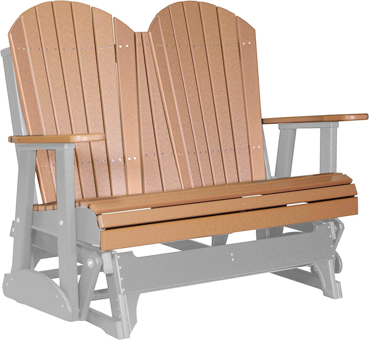 LuxCraft LuxCraft Cedar 4 ft. Recycled Plastic Adirondack Outdoor Glider Cedar on Dove Gray Adirondack Glider 4APGCDG