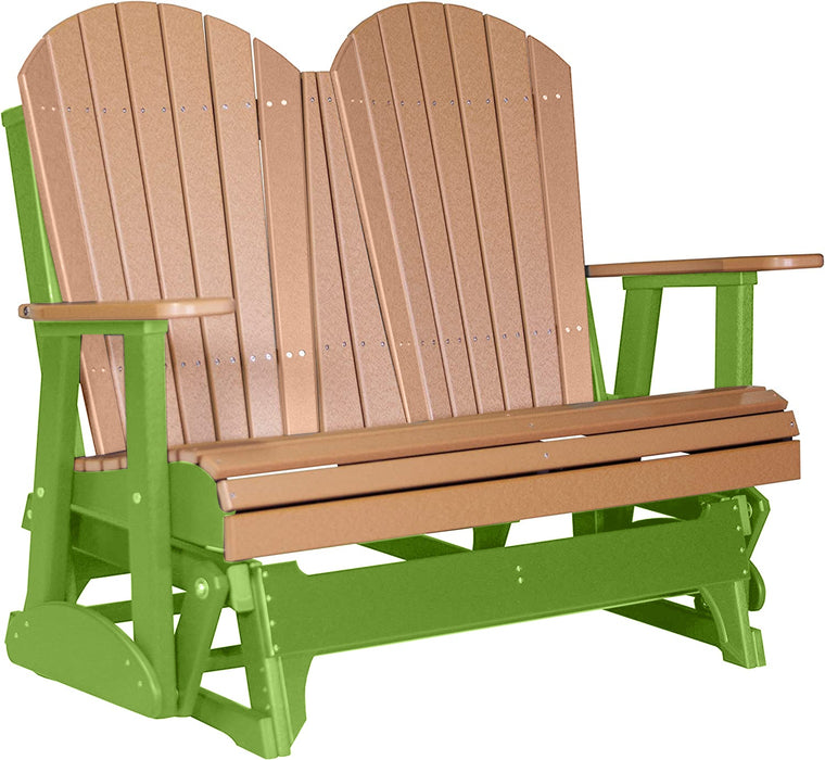 LuxCraft LuxCraft Cedar 4 ft. Recycled Plastic Adirondack Outdoor Glider Cedar on Lime Green Adirondack Glider 4APGCLG