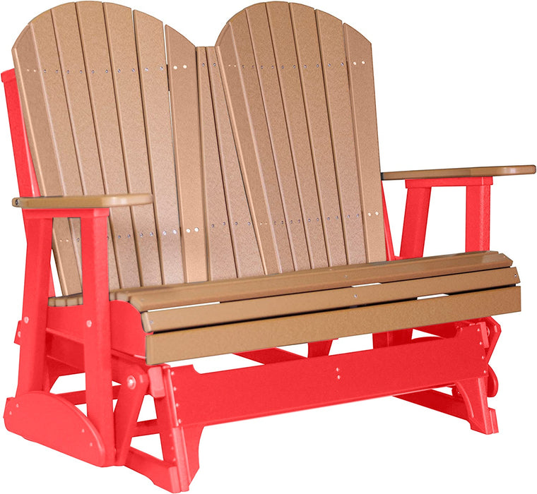 LuxCraft LuxCraft Cedar 4 ft. Recycled Plastic Adirondack Outdoor Glider Cedar on Red Adirondack Glider 4APGCR