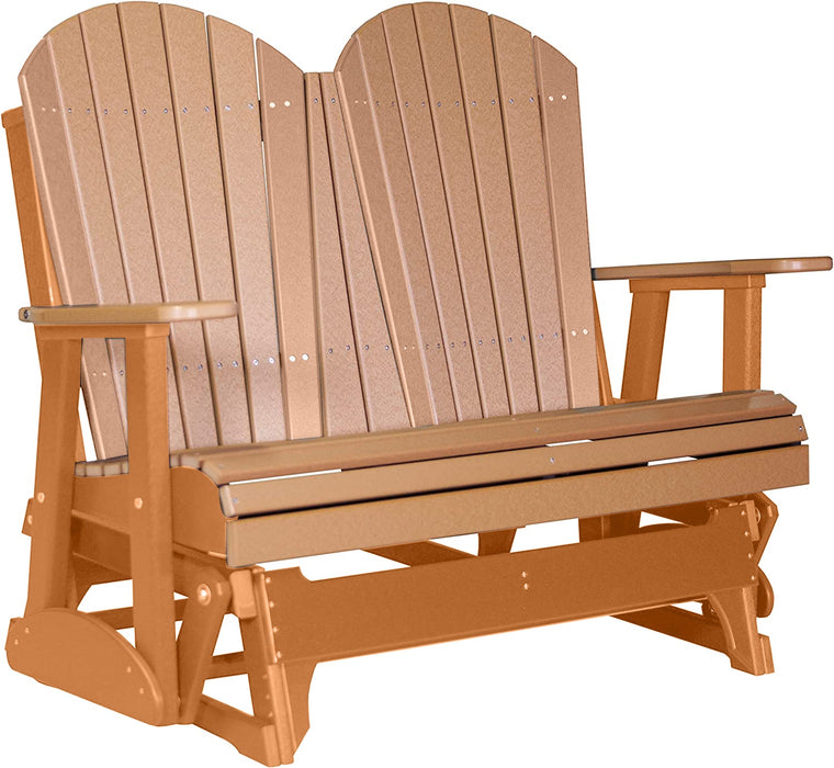 LuxCraft LuxCraft Cedar 4 ft. Recycled Plastic Adirondack Outdoor Glider Cedar on Tangerine Adirondack Glider 4APGCT