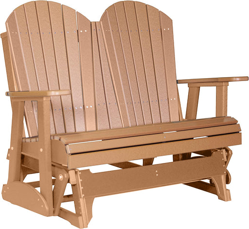 LuxCraft LuxCraft Cedar 4 ft. Recycled Plastic Adirondack Outdoor Glider With Cup Holder Cedar Adirondack Glider 4APGC-CH