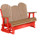 LuxCraft LuxCraft Cedar 5 ft. Recycled Plastic Adirondack Outdoor Glider Cedar on Red Adirondack Glider 5APGCR