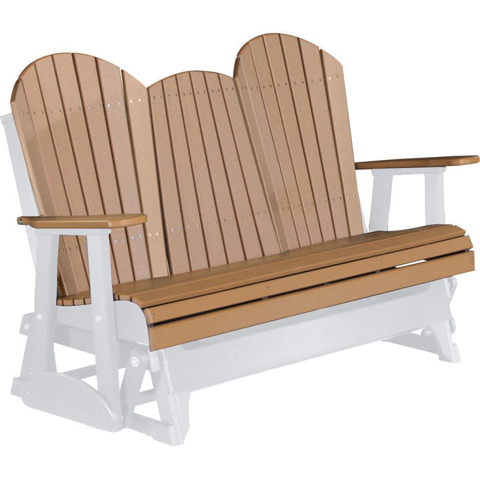 LuxCraft LuxCraft Cedar 5 ft. Recycled Plastic Adirondack Outdoor Glider Cedar on White Adirondack Glider 5APGCWH