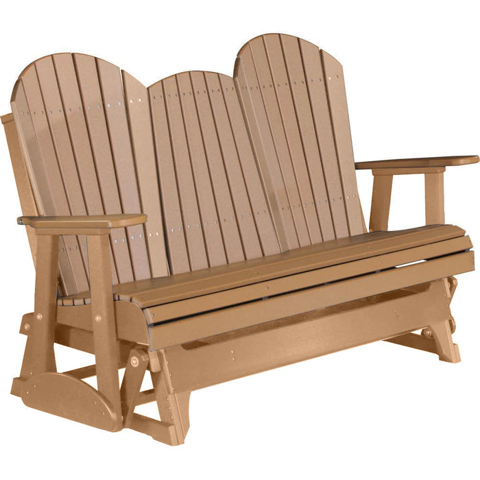 LuxCraft LuxCraft Cedar 5 ft. Recycled Plastic Adirondack Outdoor Glider With Cup Holder Cedar Adirondack Glider 5APGC-CH