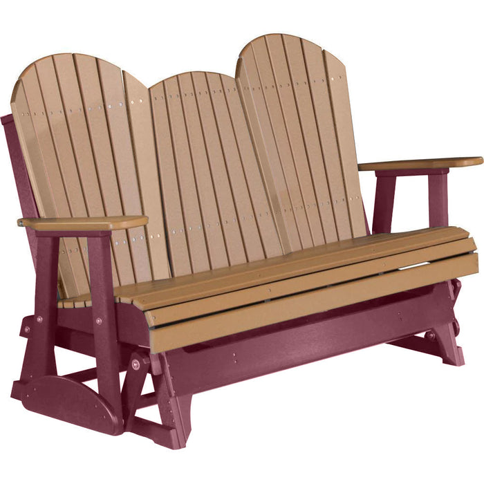 LuxCraft LuxCraft Cedar 5 ft. Recycled Plastic Adirondack Outdoor Glider With Cup Holder Cedar on Cherrywood Adirondack Glider 5APGCCW-CH