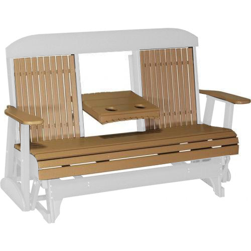 LuxCraft LuxCraft Cedar 5 ft. Recycled Plastic Highback Outdoor Glider Cedar on White Highback Glider 5CPGCWH