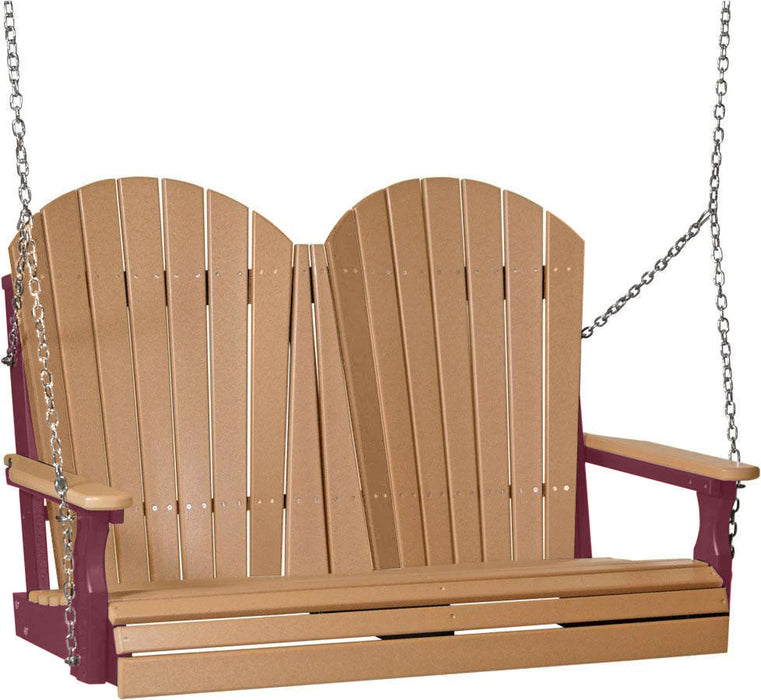 LuxCraft LuxCraft Cedar Adirondack 4ft. Recycled Plastic Porch Swing Cedar on Cherrywood / Adirondack Porch Swing Porch Swing 4APSCCW