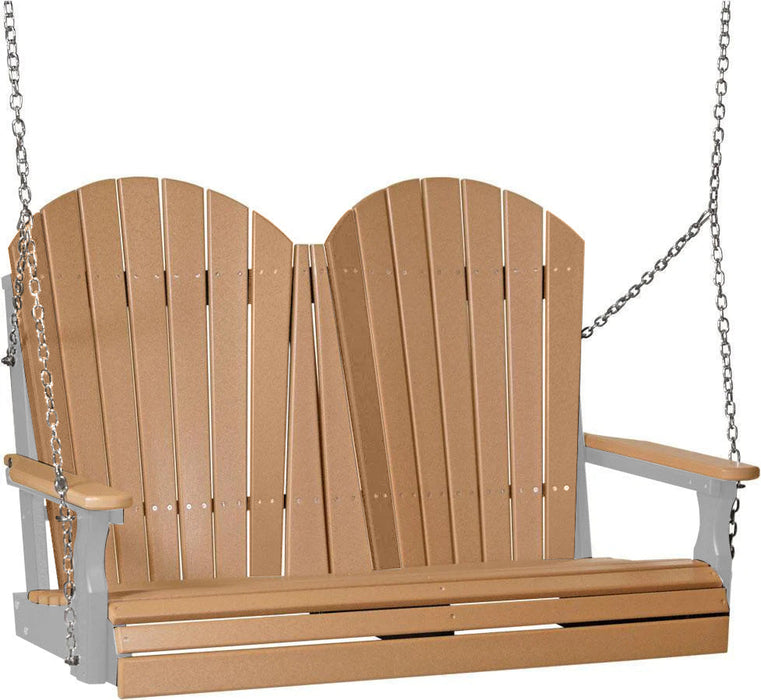 LuxCraft LuxCraft Cedar Adirondack 4ft. Recycled Plastic Porch Swing Cedar on Dove Gray / Adirondack Porch Swing Porch Swing 4APSCDG