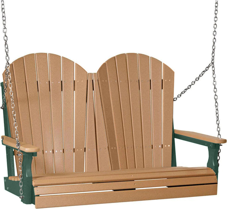 LuxCraft LuxCraft Cedar Adirondack 4ft. Recycled Plastic Porch Swing Cedar on Green / Adirondack Porch Swing Porch Swing 4APSCG