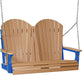 LuxCraft LuxCraft Cedar Adirondack 4ft. Recycled Plastic Porch Swing With Cup Holder Cedar on Blue / Adirondack Porch Swing Porch Swing 4APSCBL-CH